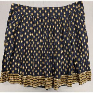 Gap Skirt M Blue Gold Print Short A Line Lightweight Preppy Career Boho‎ Casual